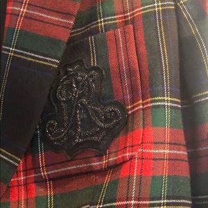 lauren ralph lauren tartan crest twill plaid blazer